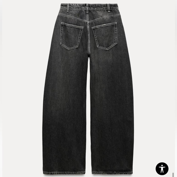 ZARA jeans Women’s 4/W26 TRF Waisted Relaxed Wide Leg Darts Denim Black 8727/210 - Picture 5 of 12